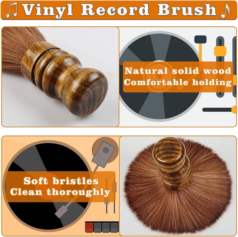 Nokiils Vinyl Record Cleaner Brush, Anti Static Dust Remover with Fine Fiber Bristles, Wood Record Brush Accessories for Vinyl Albums LP CD Cartridge (Dark Brown) - Image 3